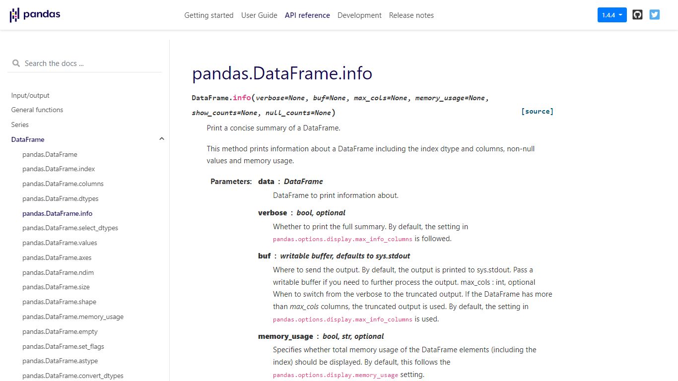pandas.DataFrame.info — pandas 1.4.3 documentation